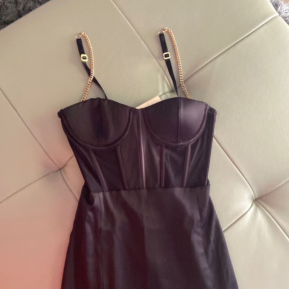 Meshki Chain Strap Corset midi dress
